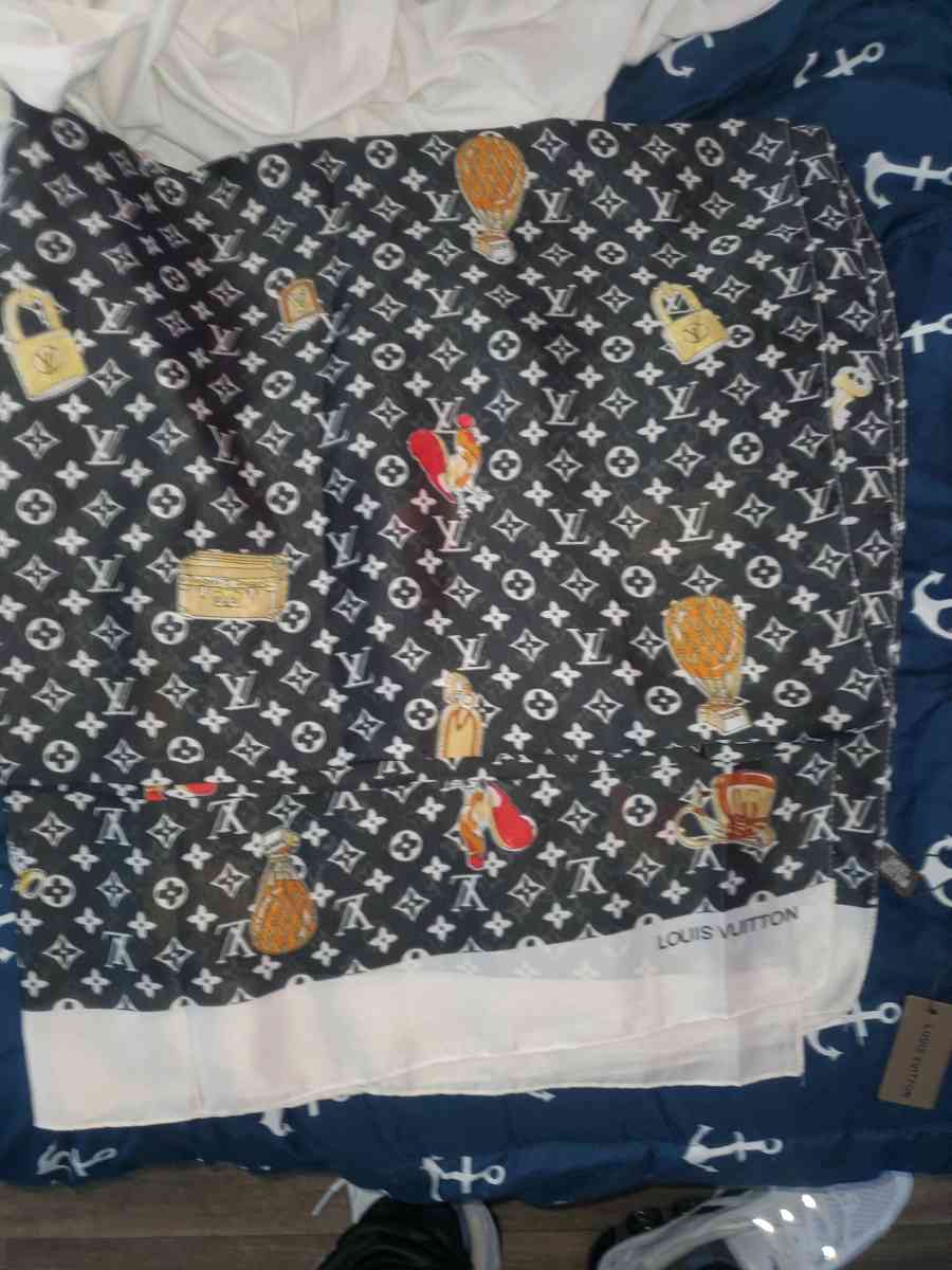 Louis Vuitton Black Anchor Monogram Silk Scarf