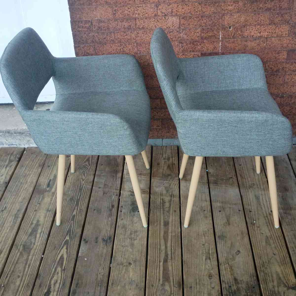 Pair of Modern Grey Upholstered Dining Chairs MidCentury Sty - Philadelphia, Pennsylvania - FleaMarketBay