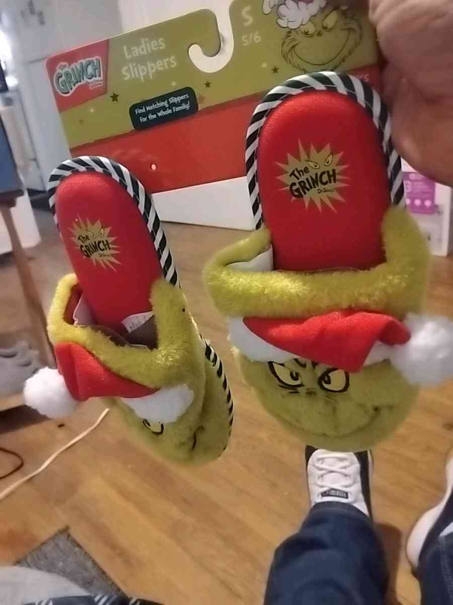 the Grinch lady slippers