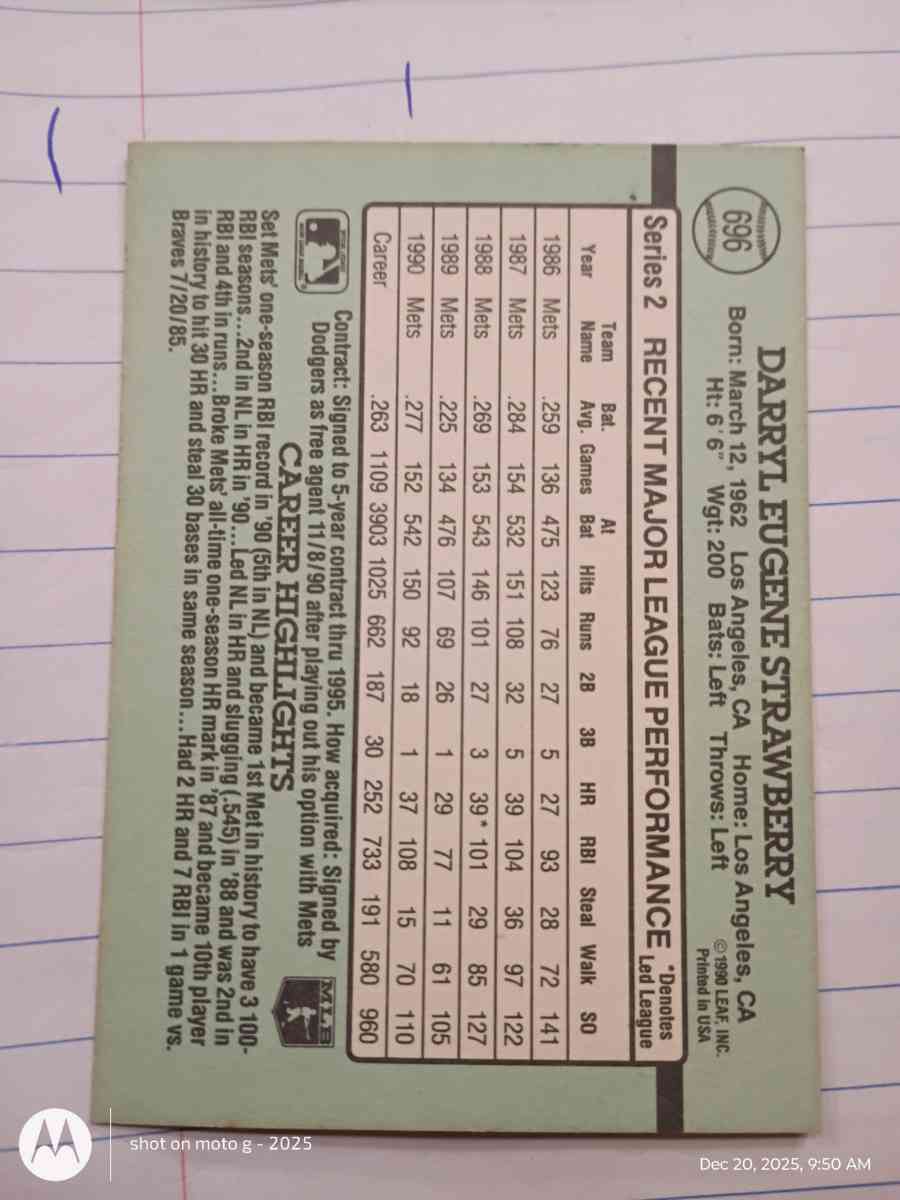 Darryl Strawberry card 696