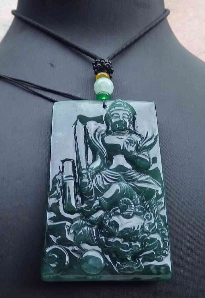 Certificate Jadeite jade  Burmese  Guanyin Kai Lun pendant
