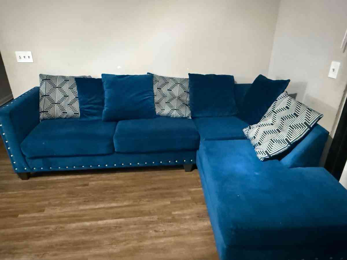 Blue Velvet Sectional Sofa