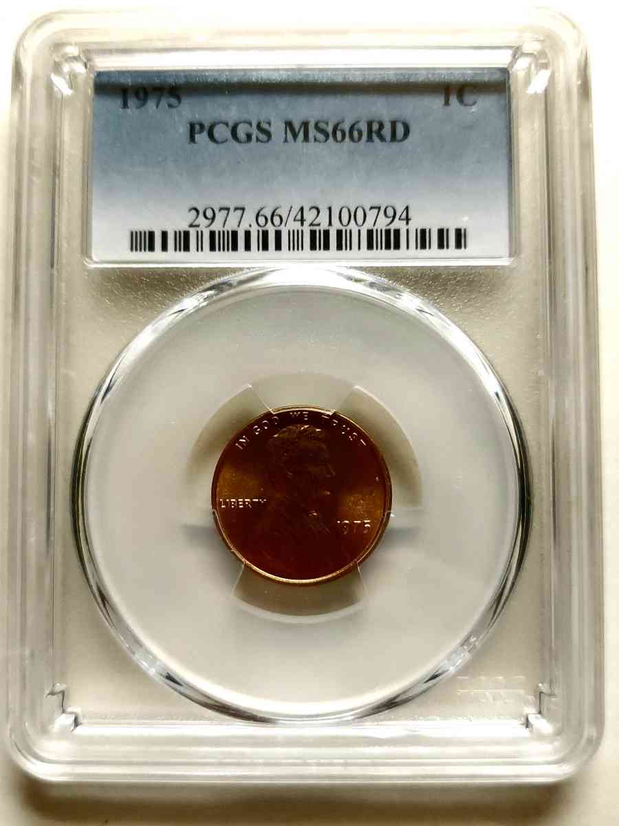1975 PCGS MS66 RD LINCOLN PENNY