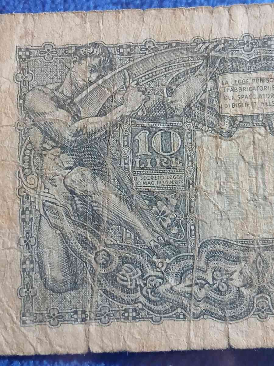 1944 10 Lire banknote from Italy