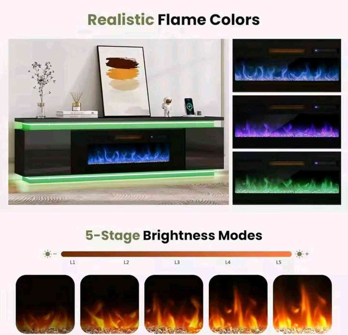 fireplace TV stand for 85in TVs with 40 inch fireplace