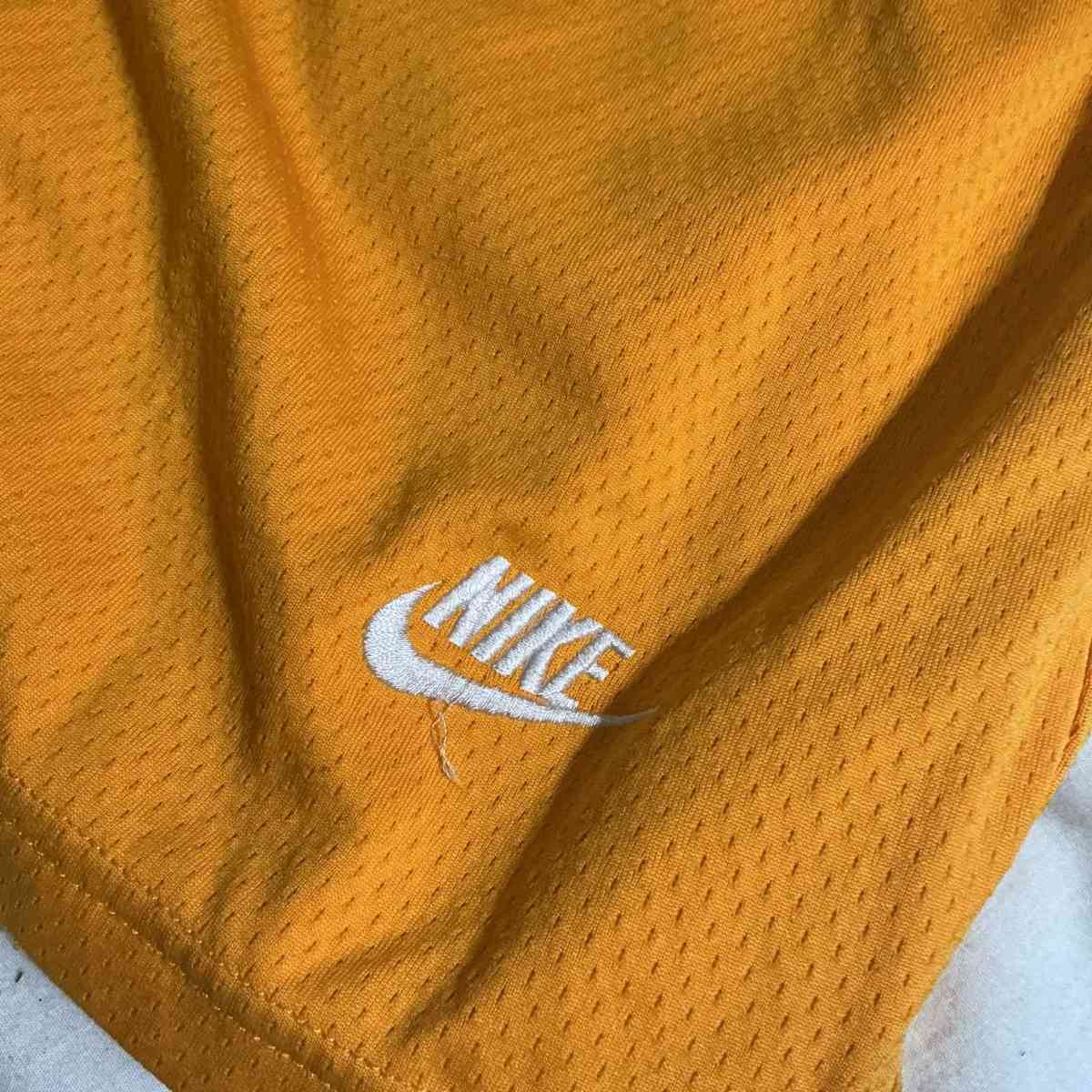 Nike Mens L yellow orange basketball mesh shorts