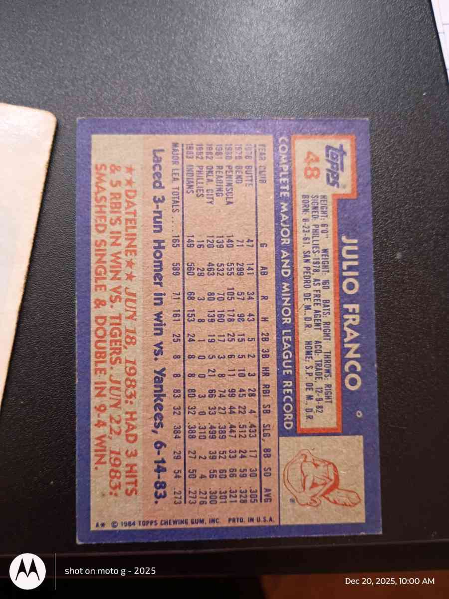 Julio Franco card 48