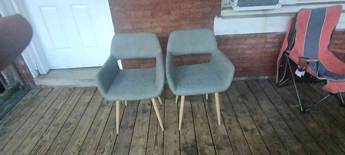 Pair of Modern Grey Upholstered Dining Chairs MidCentury Sty - Philadelphia, Pennsylvania - FleaMarketBay