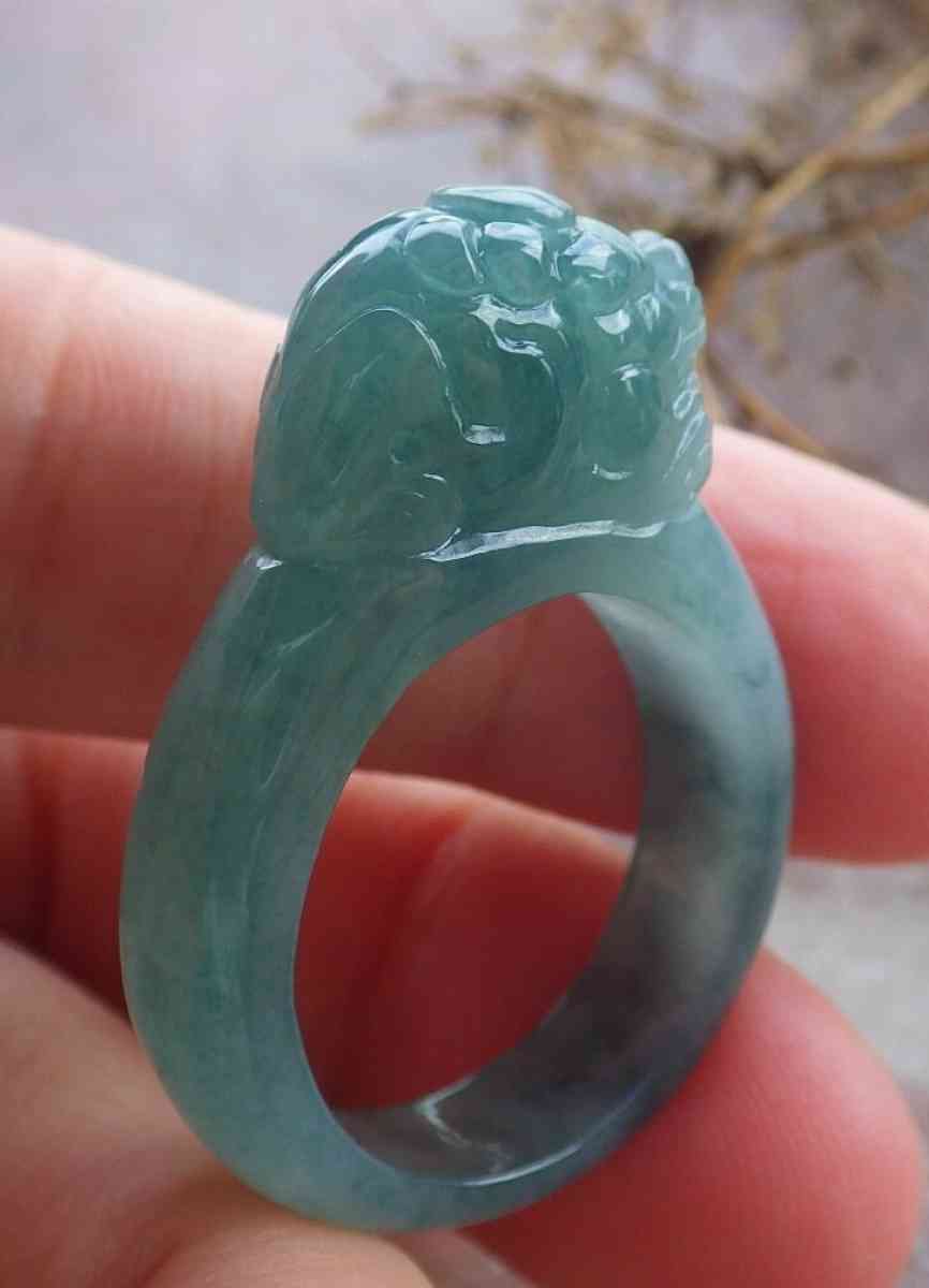 Certificate Jadeite jade  Burmese Dragon Ring size 9