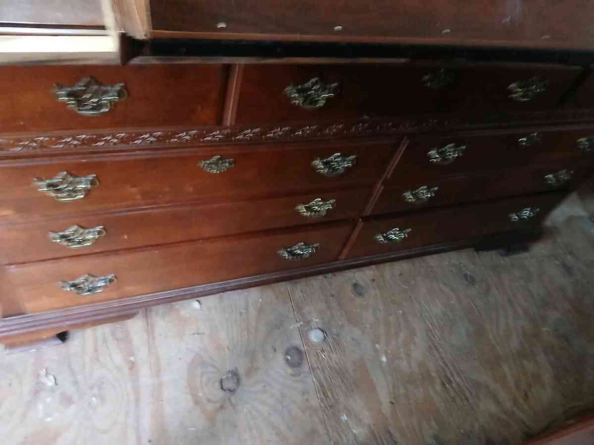 Red cherry wood with big mirror - Tampa, Florida - FleaMarketBay