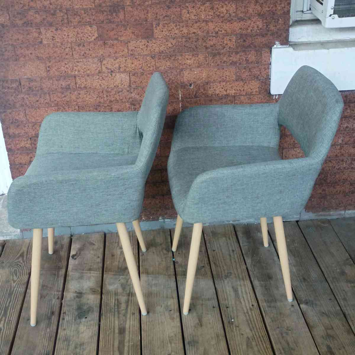 Pair of Modern Grey Upholstered Dining Chairs MidCentury Sty - Philadelphia, Pennsylvania - FleaMarketBay