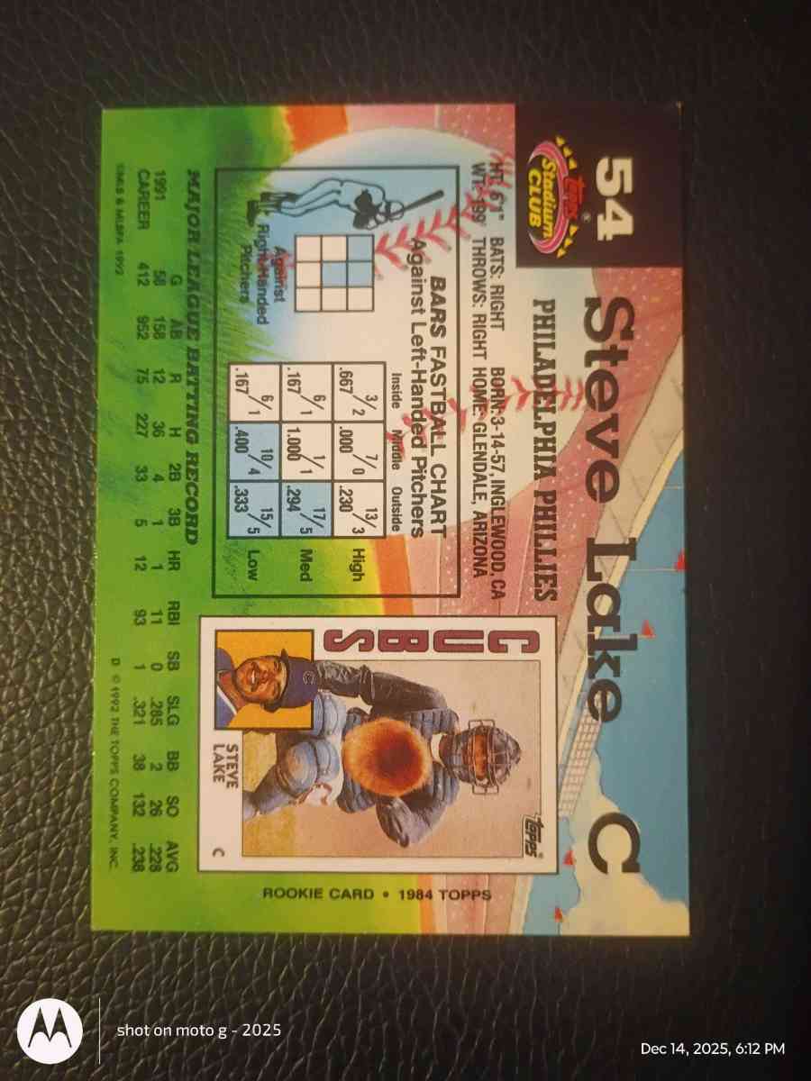 Steve Lake Baseball Card