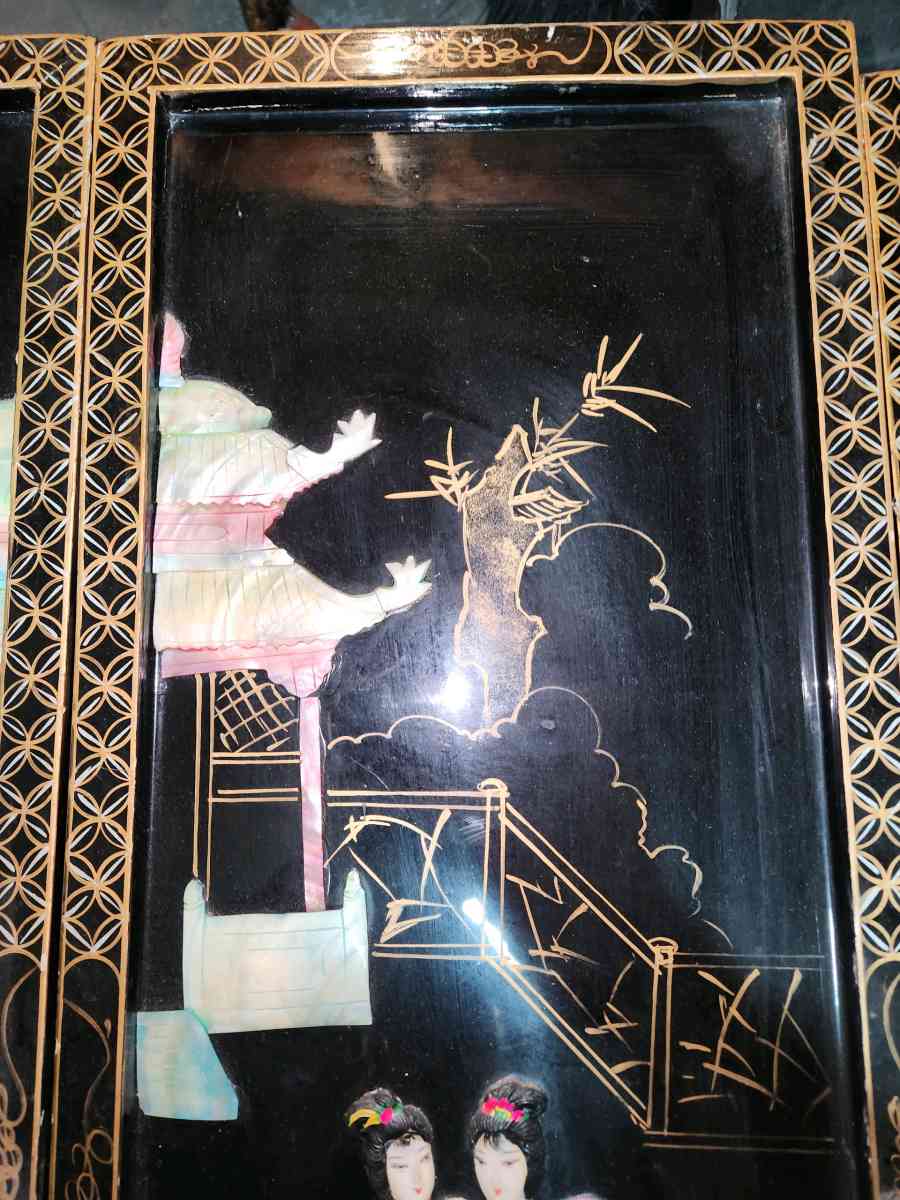 antique mother of pearl japanese art dividers 48 in wide 36H