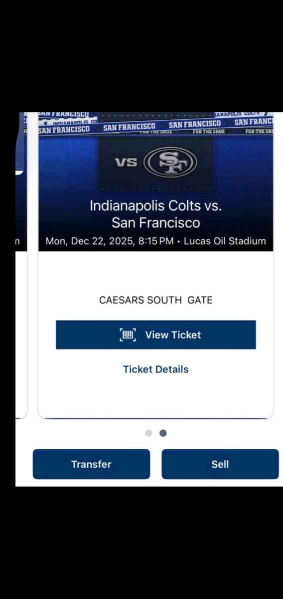 Colts 49ers Tickets - Indianapolis, Indiana - FleaMarketBay