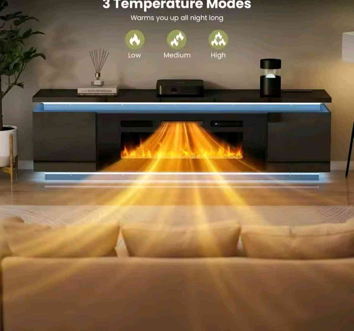 fireplace TV stand for 85in TVs with 40 inch fireplace