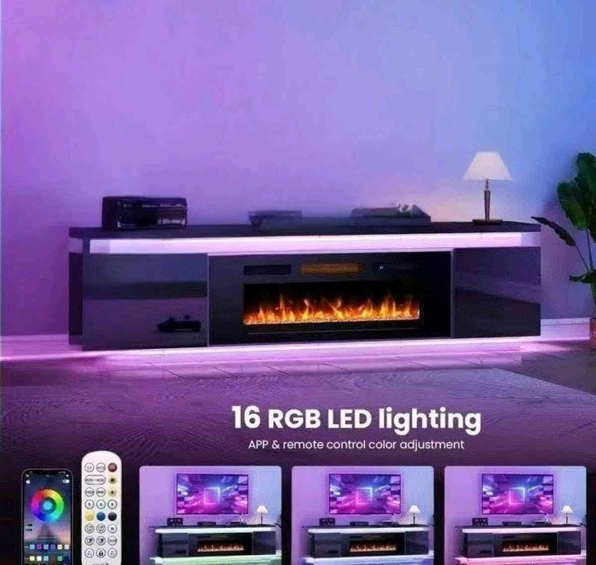 fireplace TV STAND standstand for 85 in TVs with 40in firepl