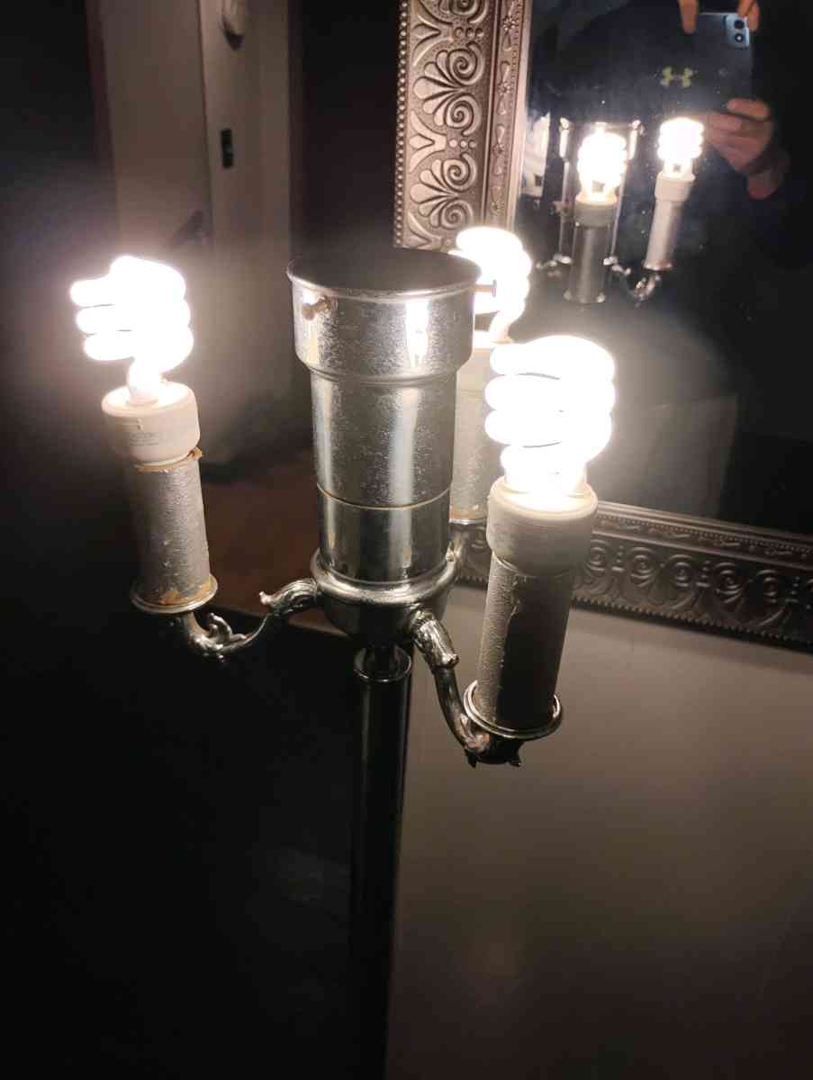 Art Deco chrome plated metal marble floor lamp 1930s