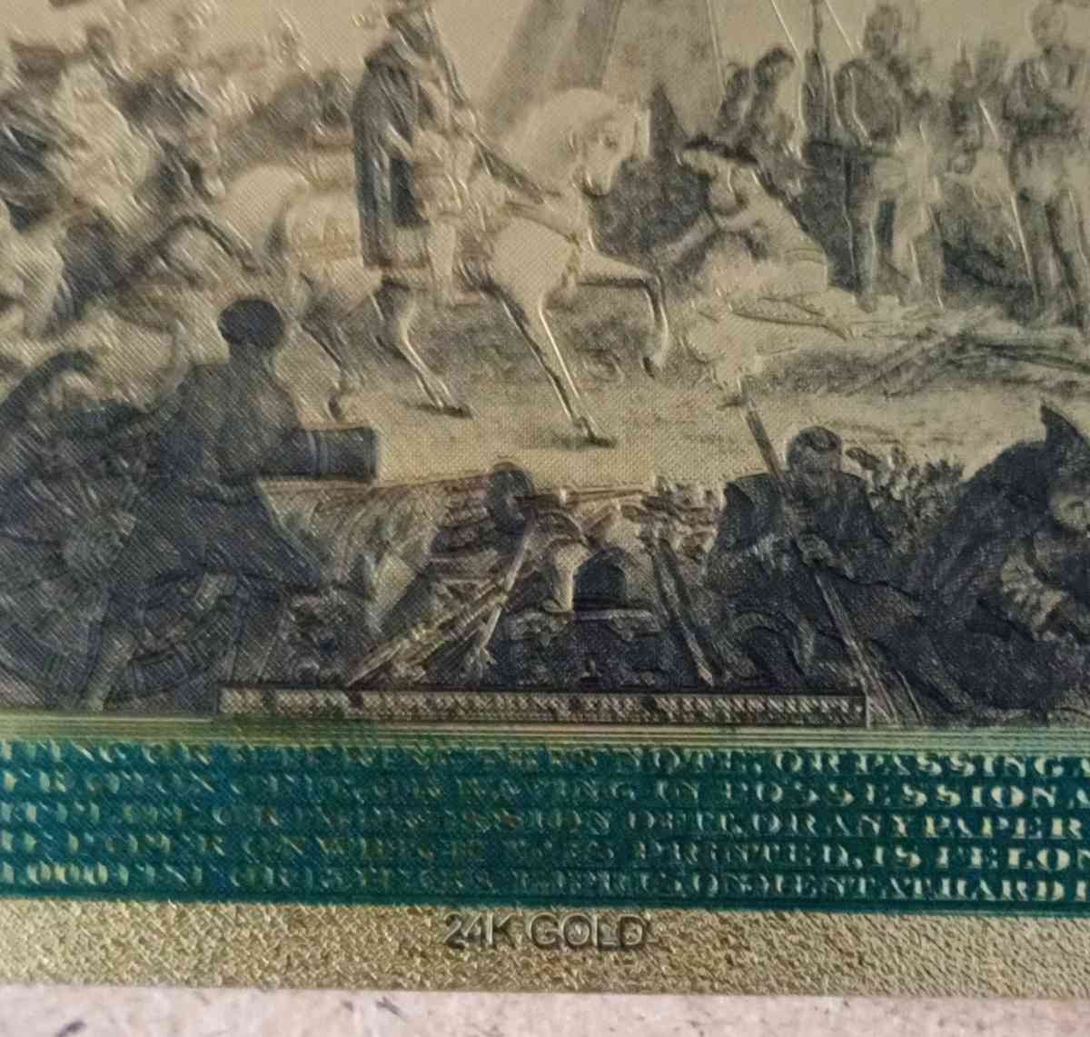 24 Karat Gold 1889 USA Ten Dollar Bill