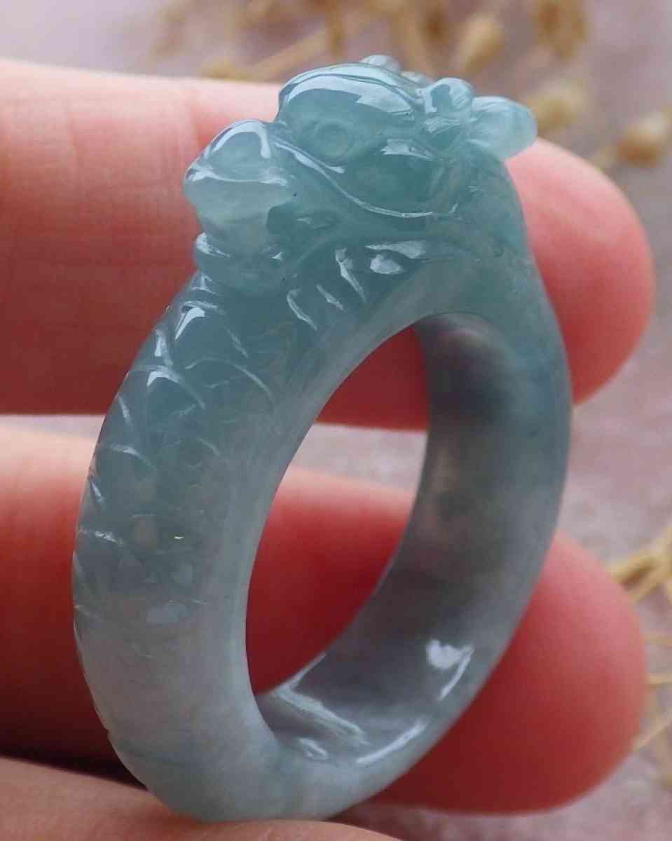 Certificate Jadeite jade Burmese Dragon Ring Size 9