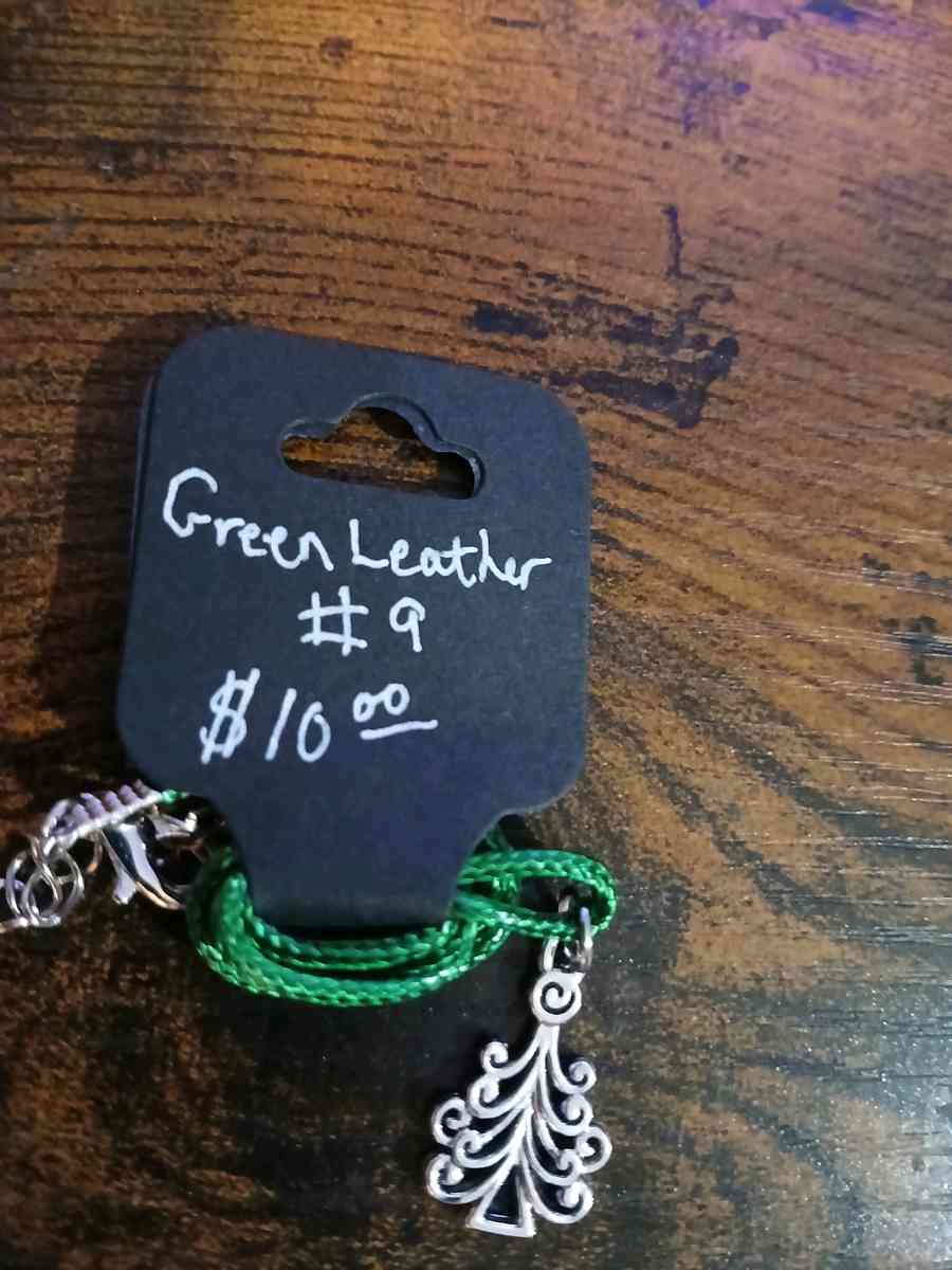Green Leather Christmas Necklace pt2