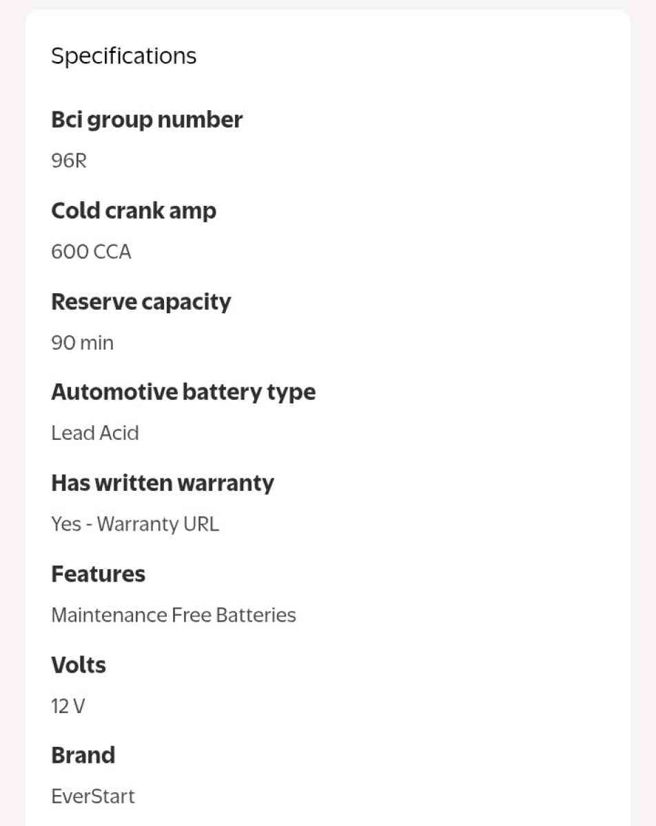 Brand New Everstart plus 96R Car battery
