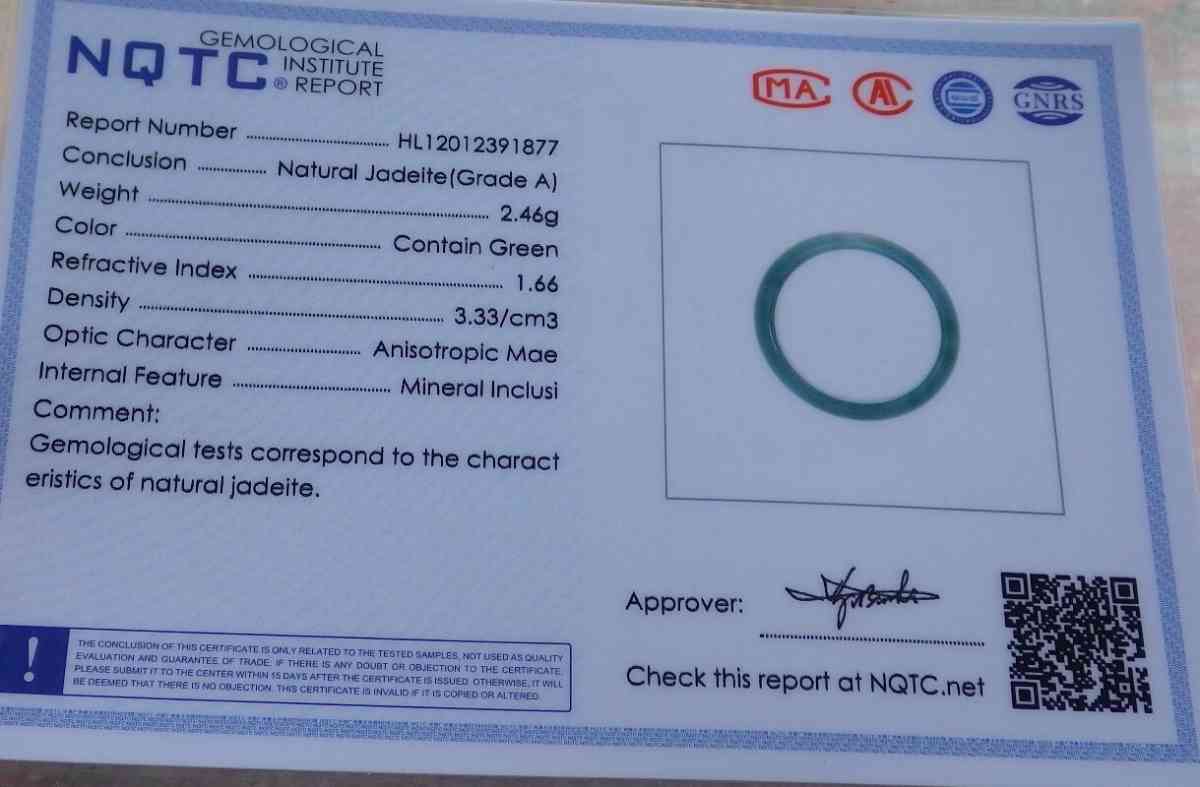 Certificate Jadeite Jade Icy Green blue Burma Circle Ring s