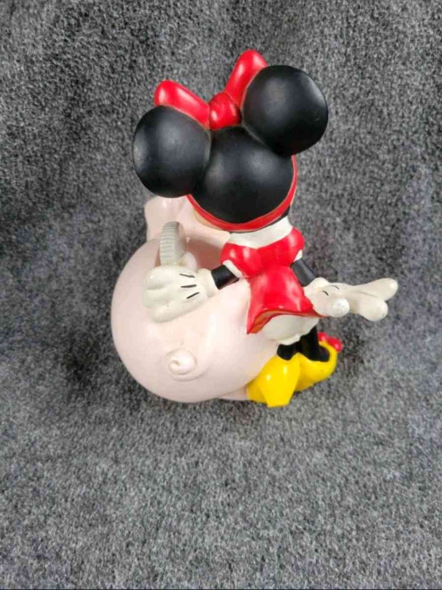 DISNEY Small Minnie Mouse Piggy Bank 65H Preowned