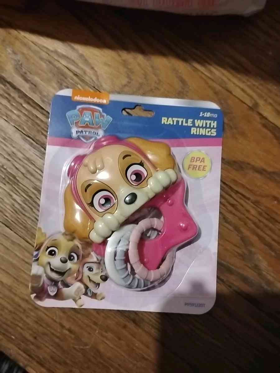 paw patrol rattle with rings 1 to 18 months bpa free