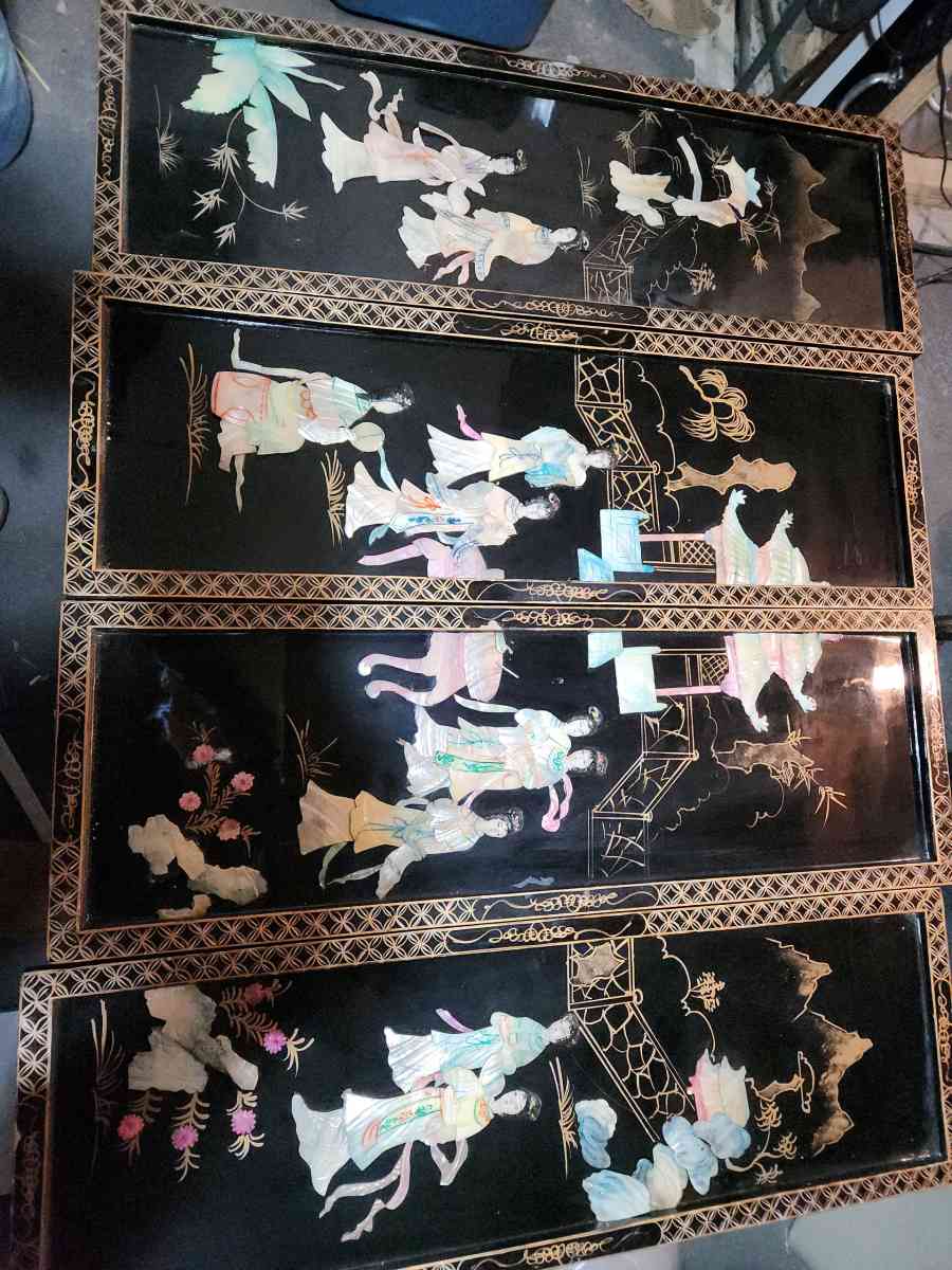 antique mother of pearl japanese art dividers 48 in wide 36H