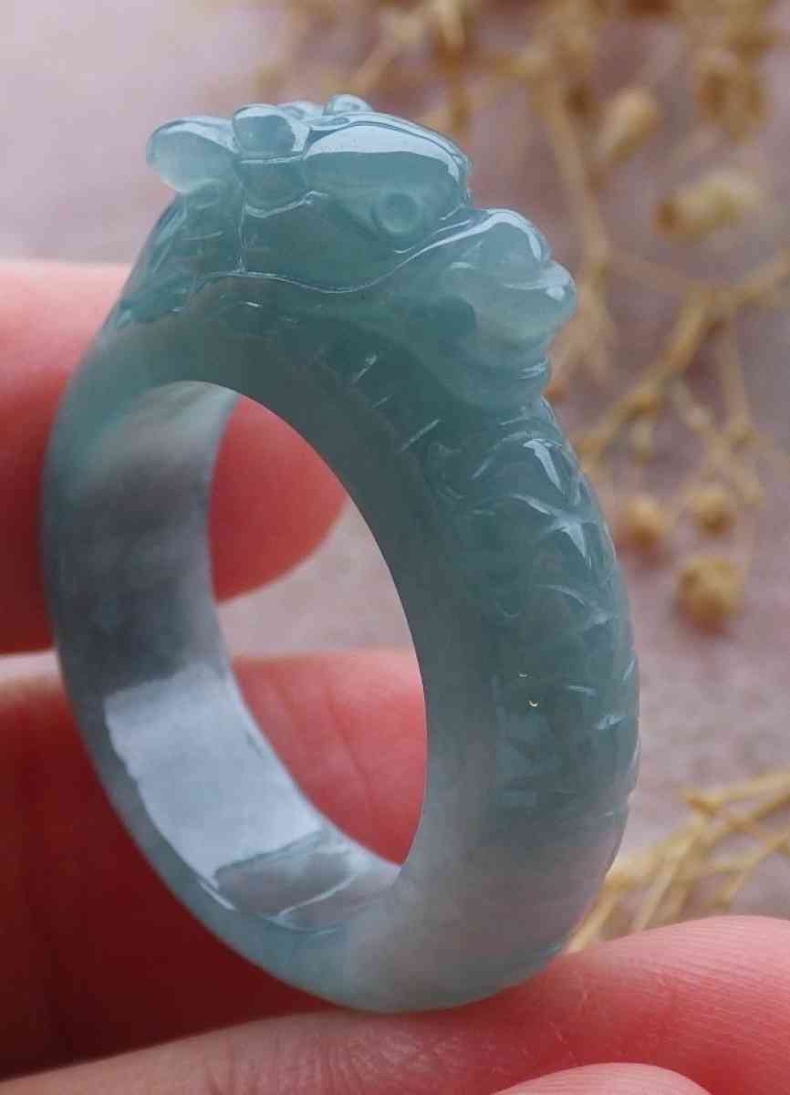 Certificate Jadeite jade Burmese Dragon Ring Size 9