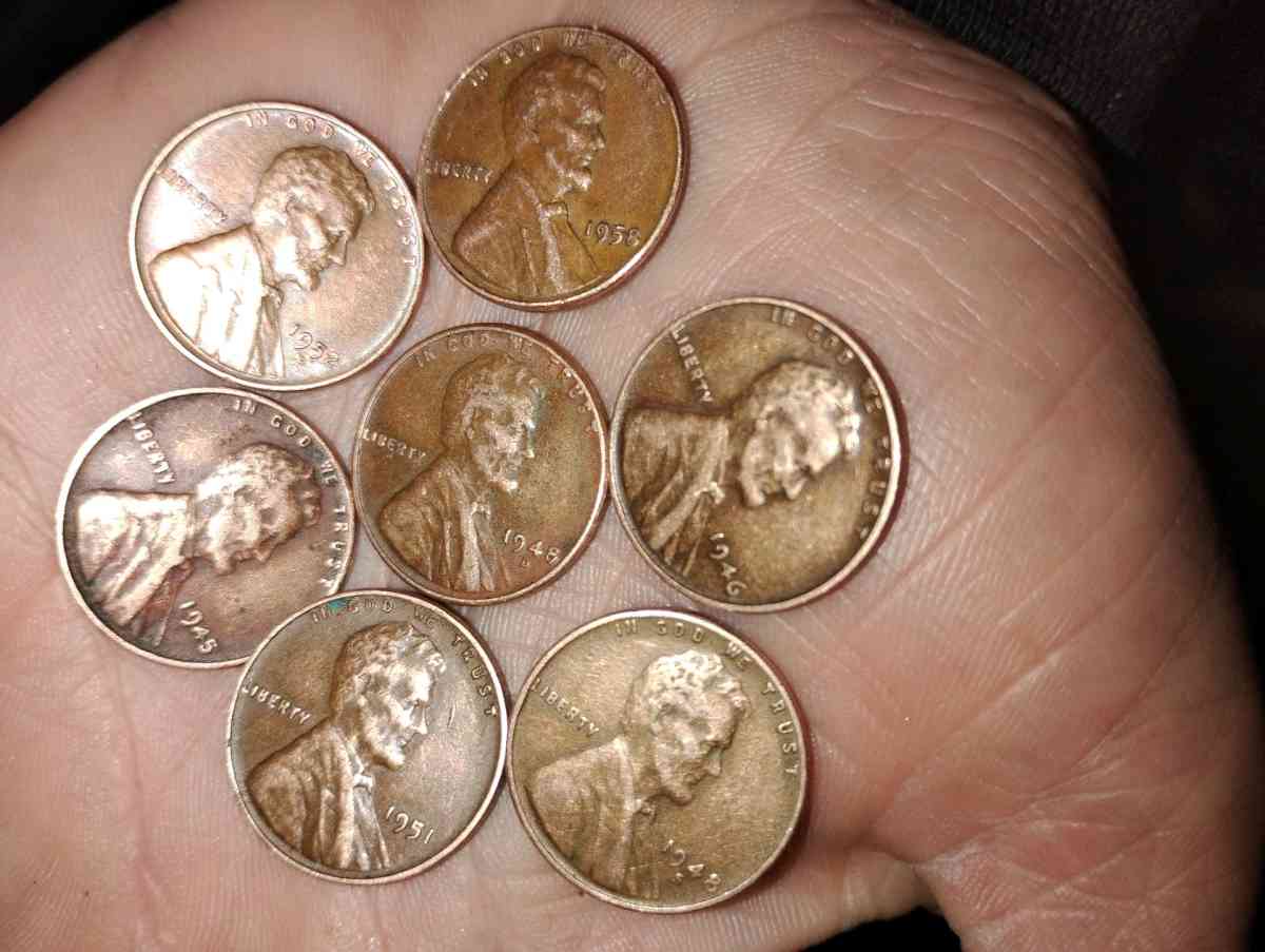 coins wheat back pennies and Indian head buffalo nickle