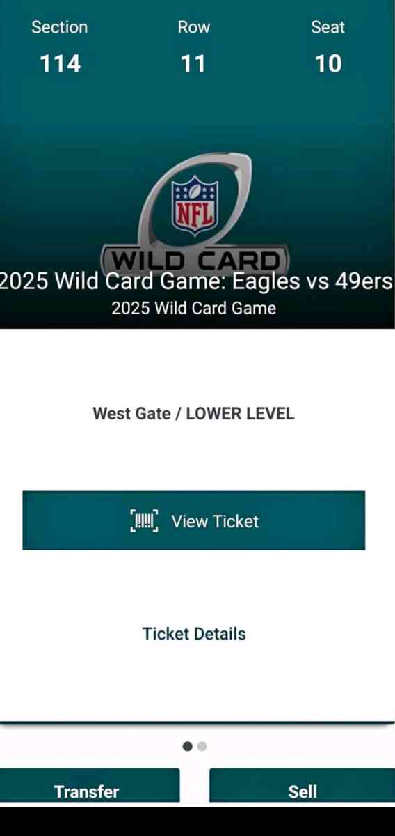 2 Eagles 49ers Wildcard Playoff Game Tickets With Parking Pa - Philadelphia, Pennsylvania - FleaMarketBay