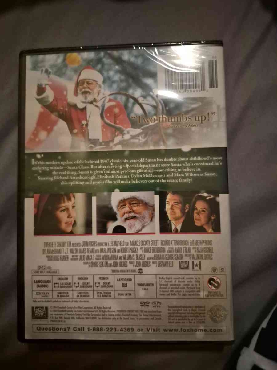 BRAND NEW SEALED Miracle On 34th Street DVD