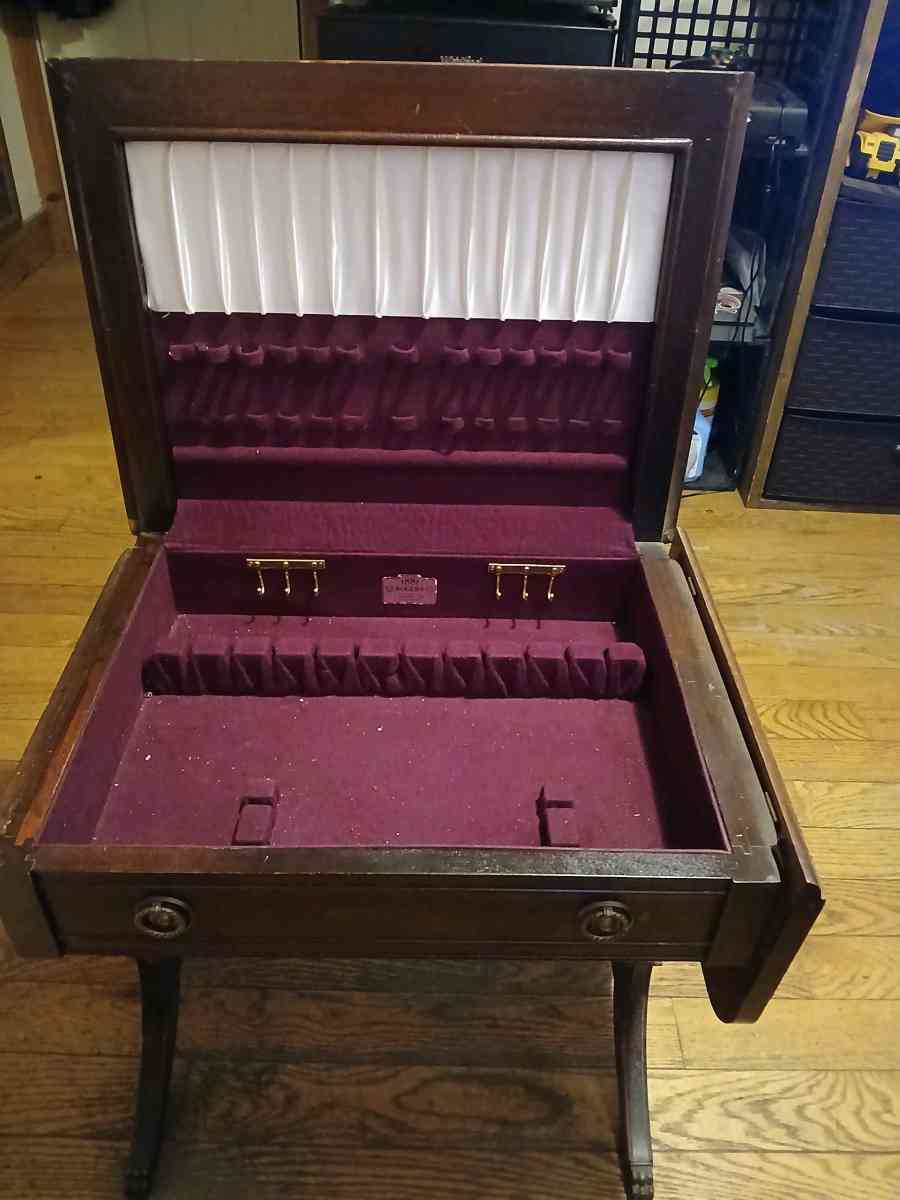 antique silverware side table