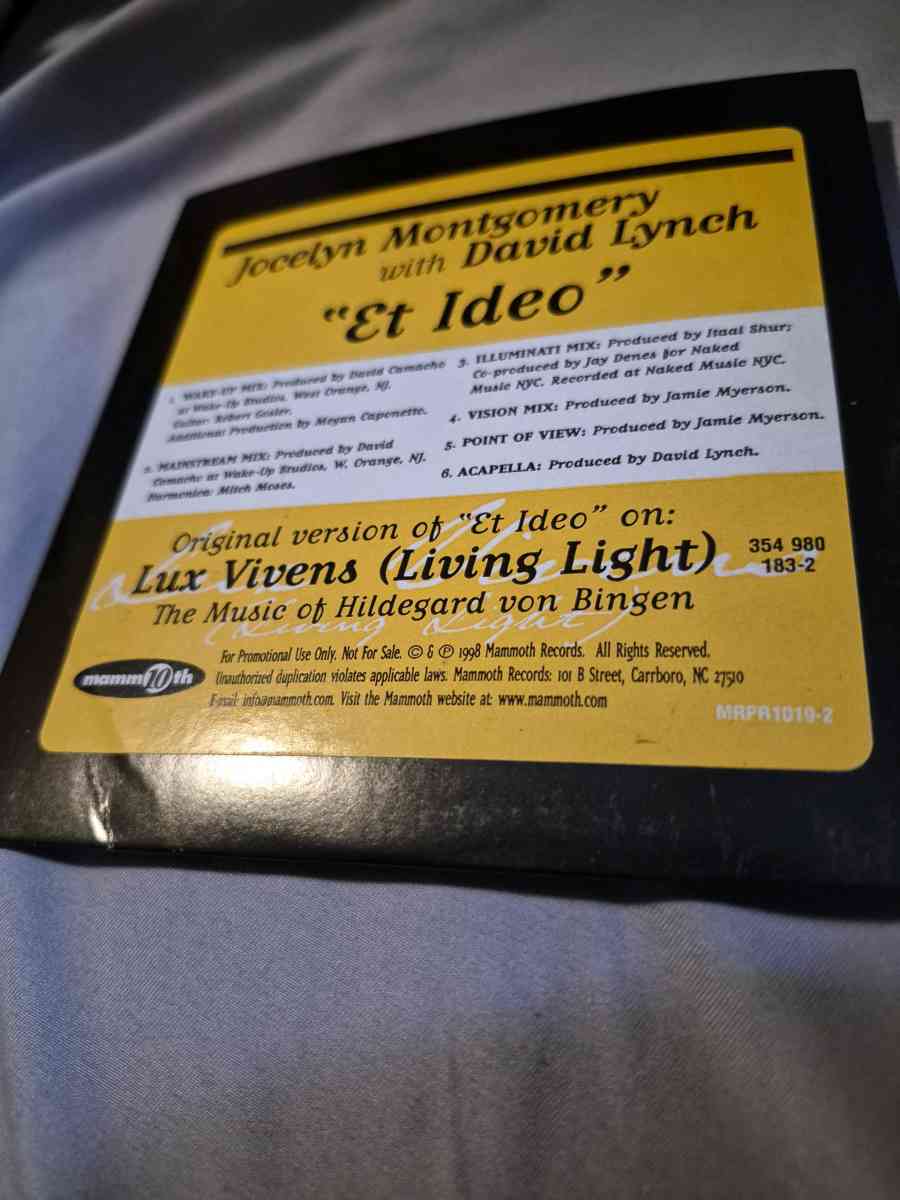 USED  Jocelyn Montgomery with David Lynch ET IDEO single cd