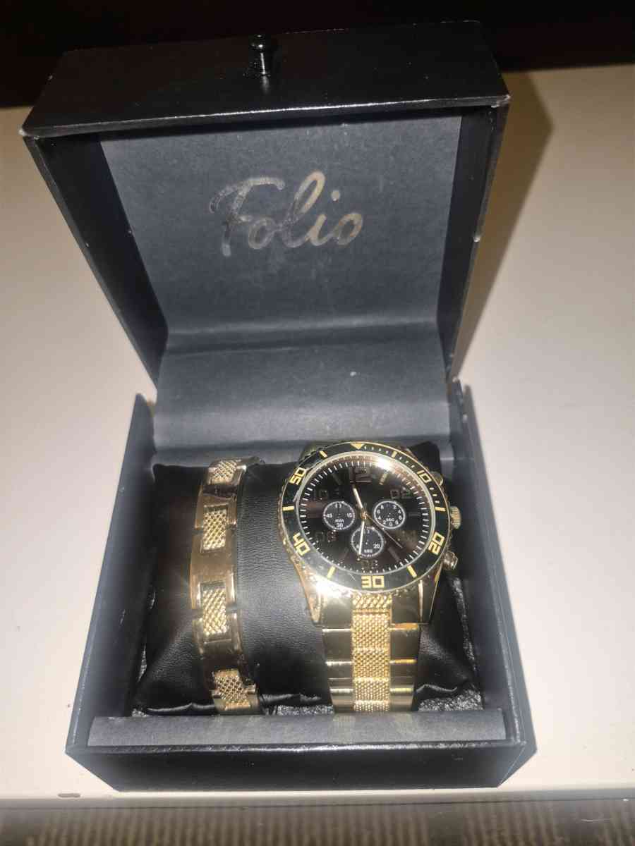 gold And Black Watch And Bracelet - Clinton, Maryland - FleaMarketBay
