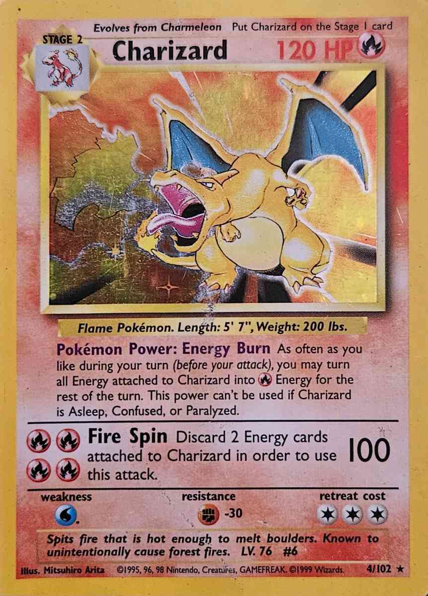 Charizard Pokmon trading card from Base Set