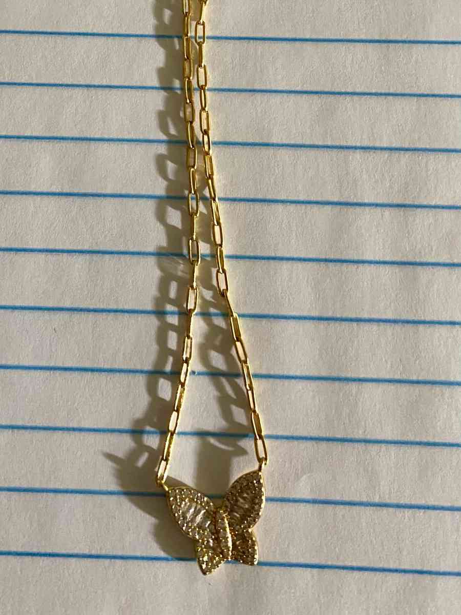 Beillance Fine Jewerly ass 14kt gp diamond butterfly necklac