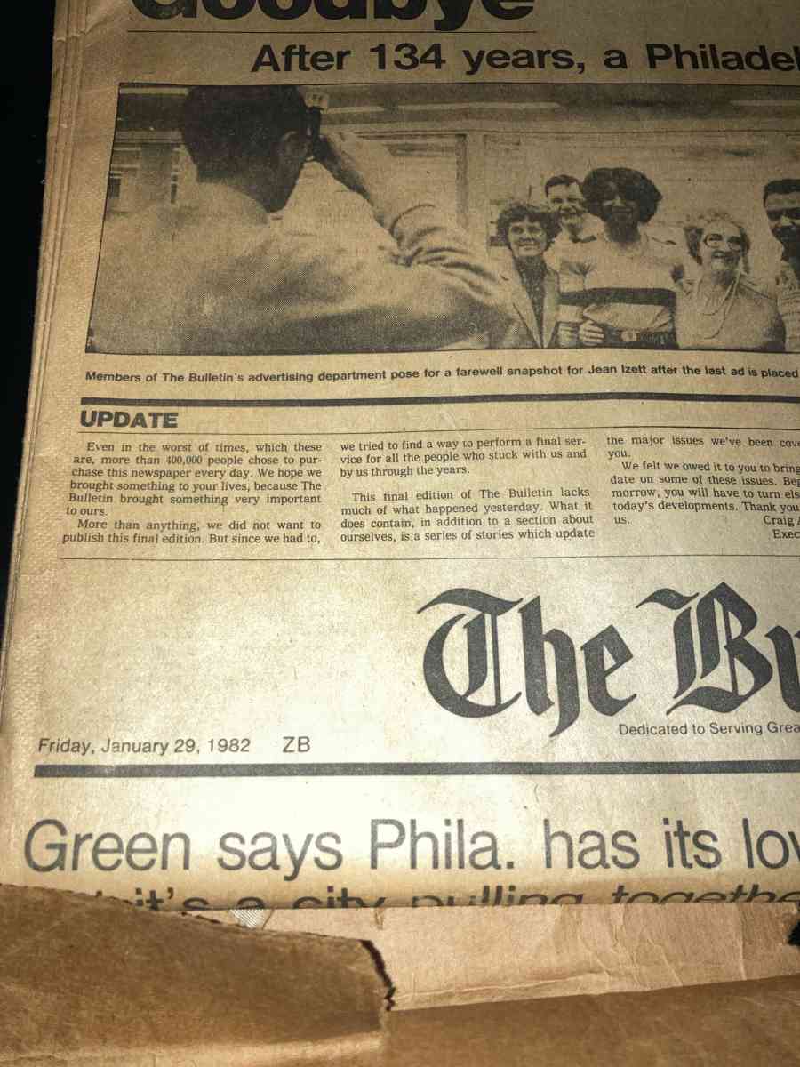 Final Edition of The Philadelphia Bulletin