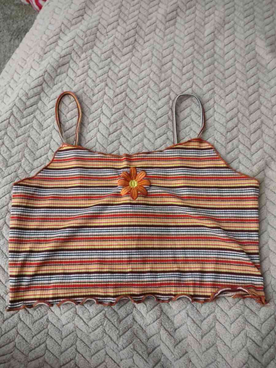 colorful striped cropped tank top