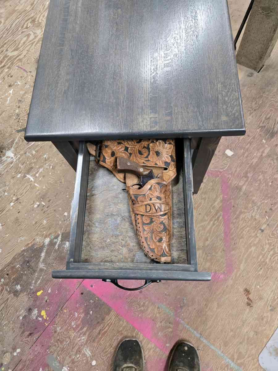 end table with RFD drawer lock