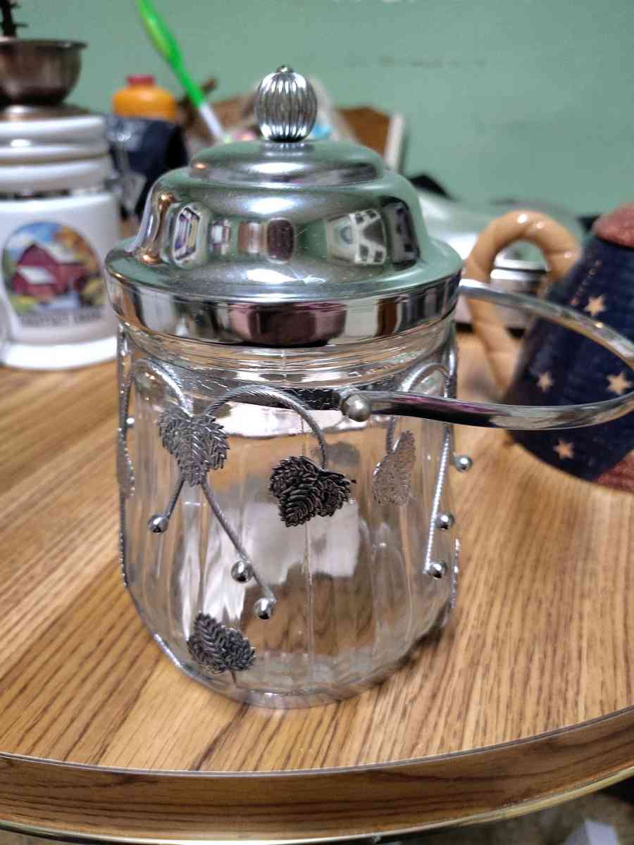 tea time teacart coffee grinder 2 tea pots and a musical jar