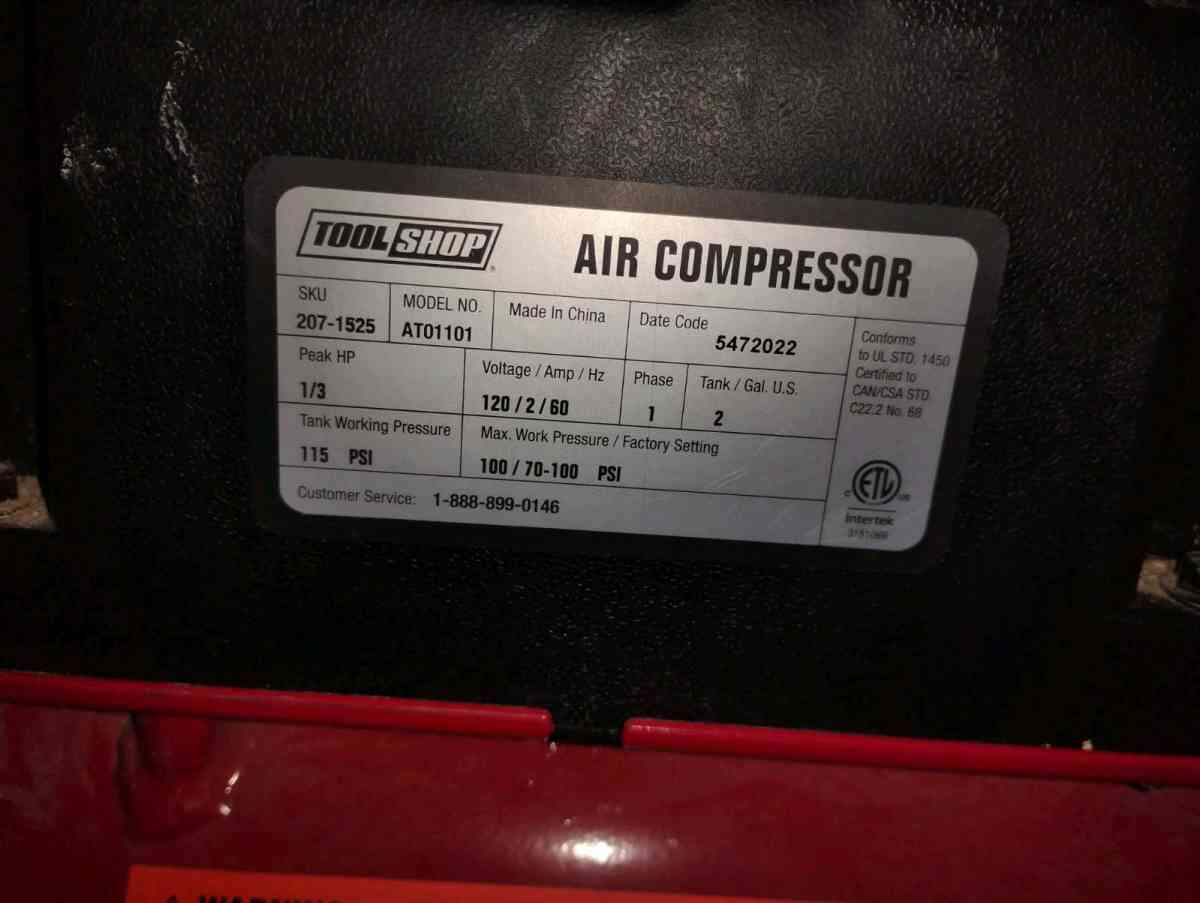 Tool Shop 2gallon portable electric air compressor