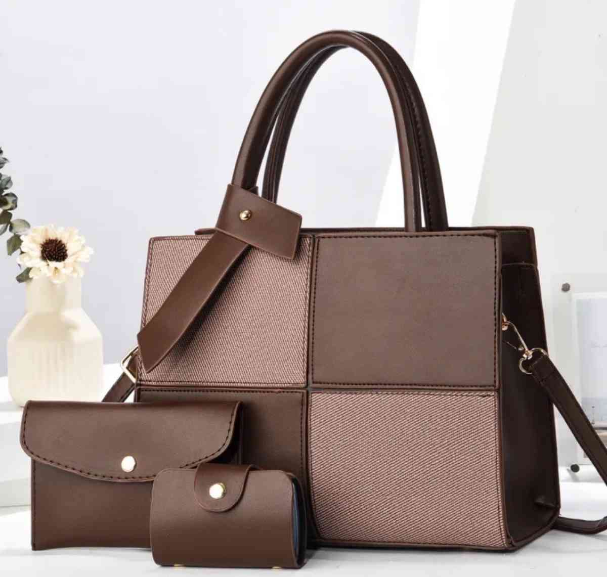 Womens Elegant Handbag Set  Tote Crossbody  Wallet 3Piece Se