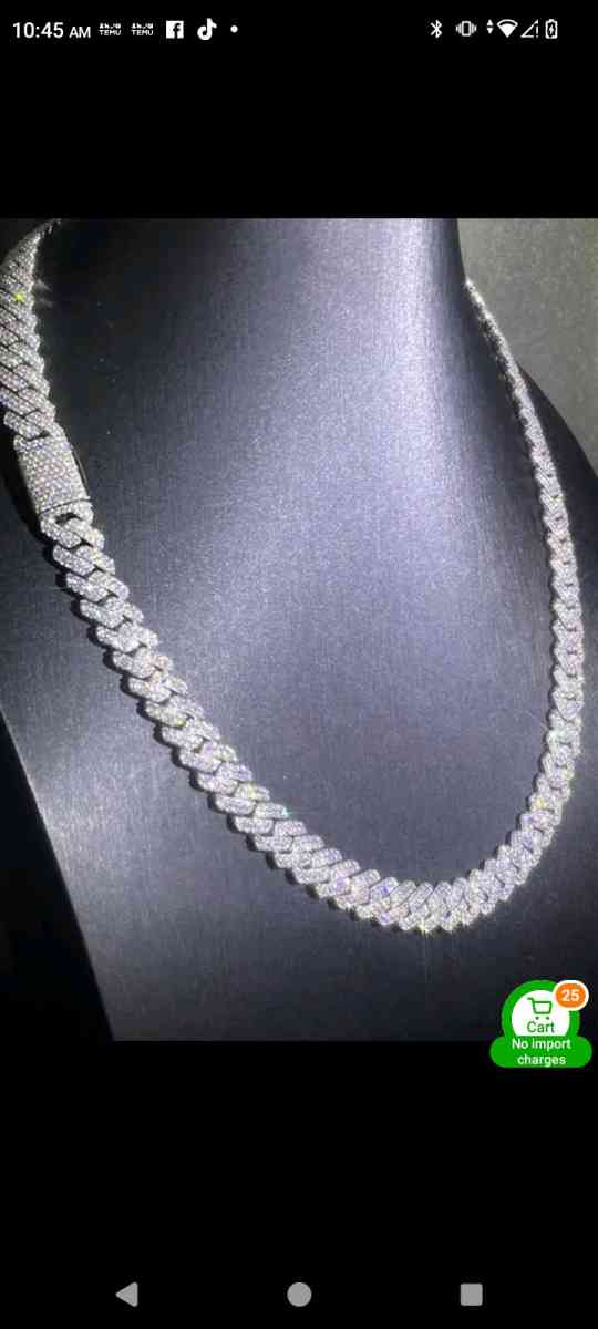 10MM MOISSANITE CUBAN LINK CHAIN 20 INCHES LONG BRAND BEW - Suwanee, Georgia - FleaMarketBay