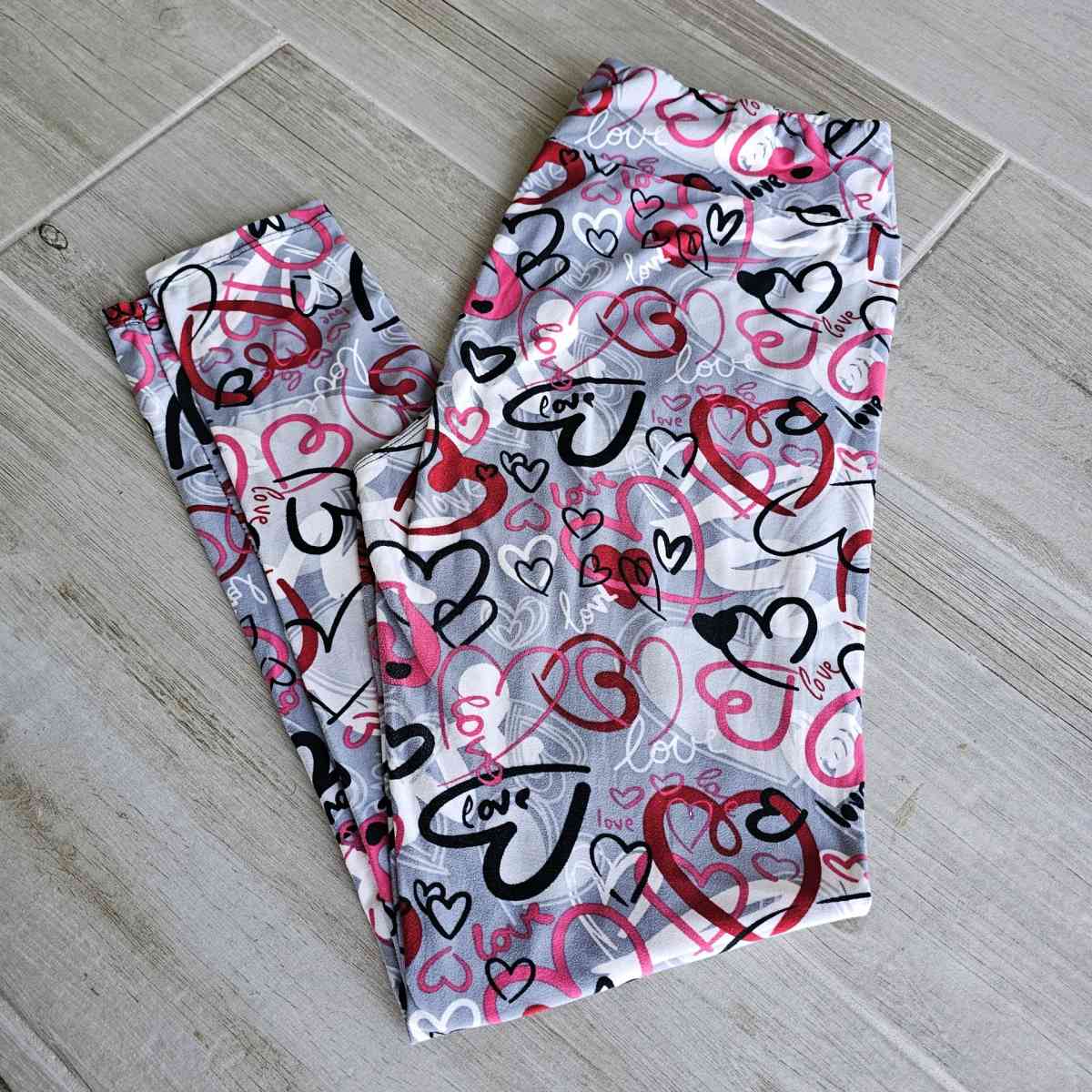 Valentines Day Leggings Plus Size Hearts Buttery Soft