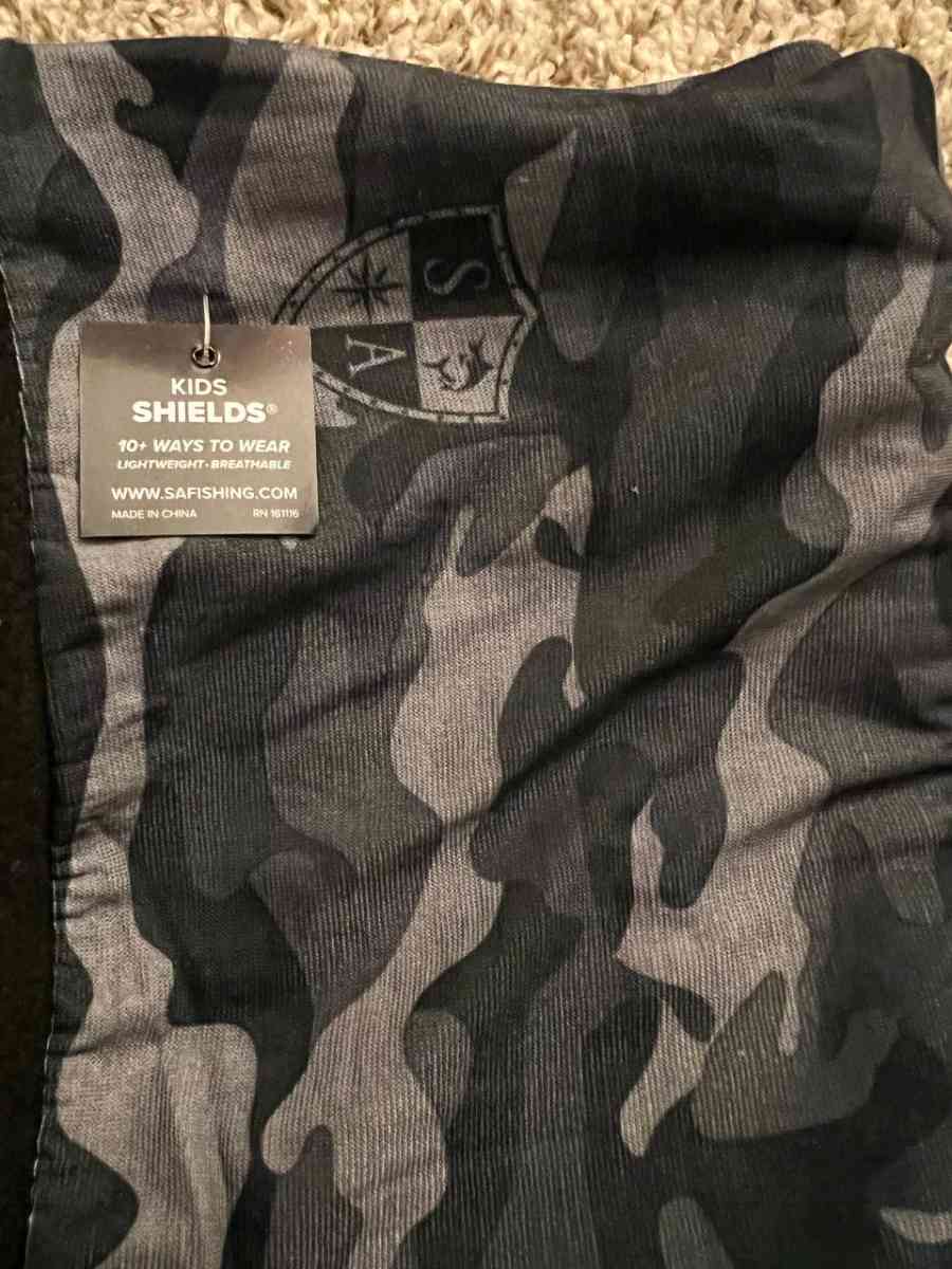 Kids Fleece Face Shields  Grey Military Camo