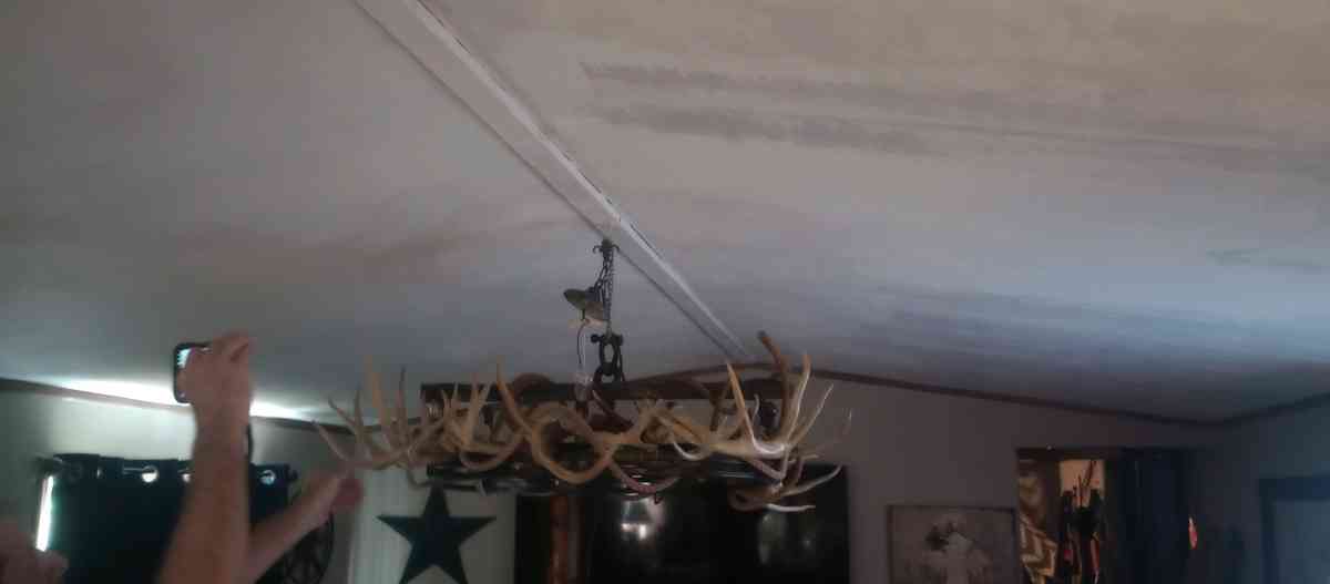 Deer antler chandelier ox yoke