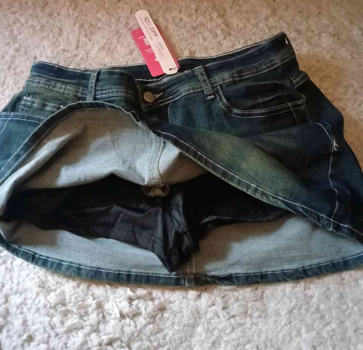 Dark DENIM mini shirt XL