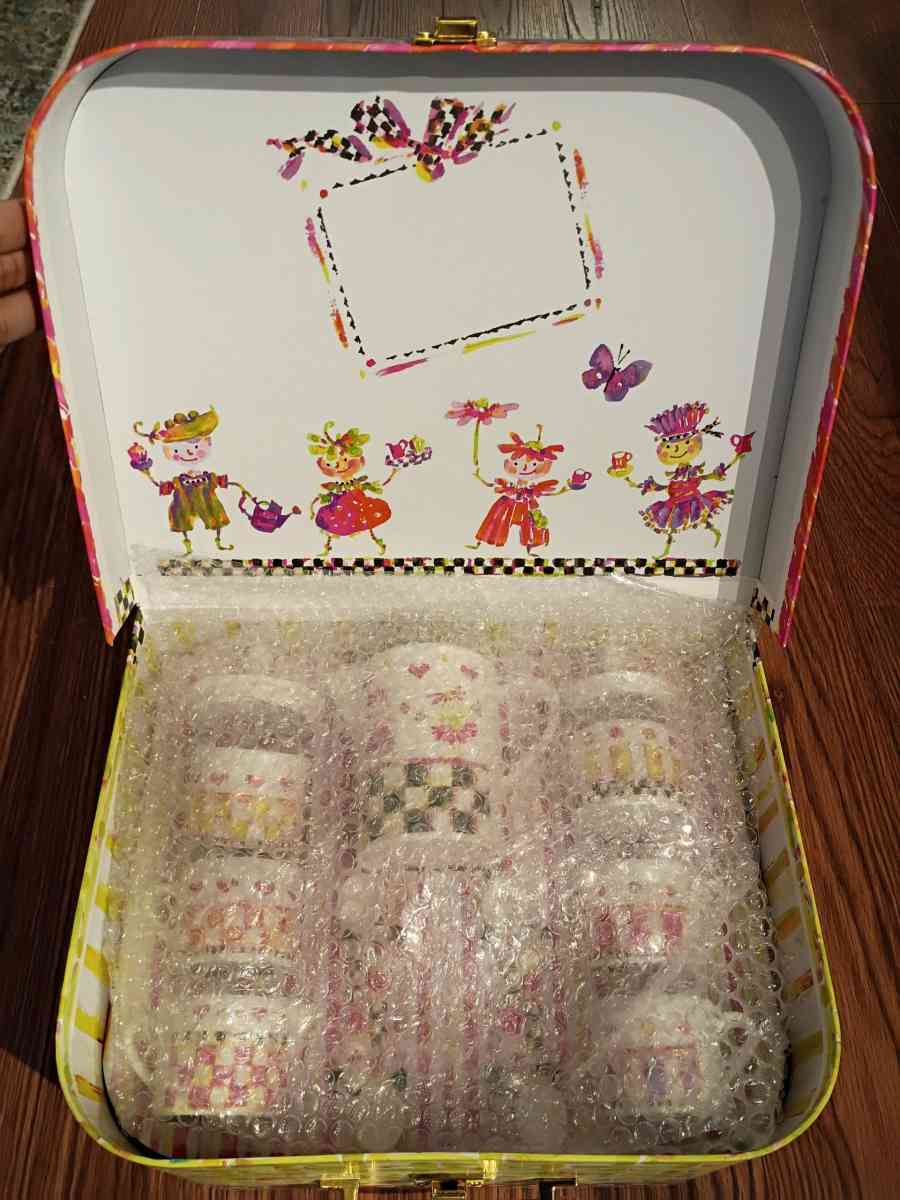 Mackenzie Childs teas set and travel case Childs Collection